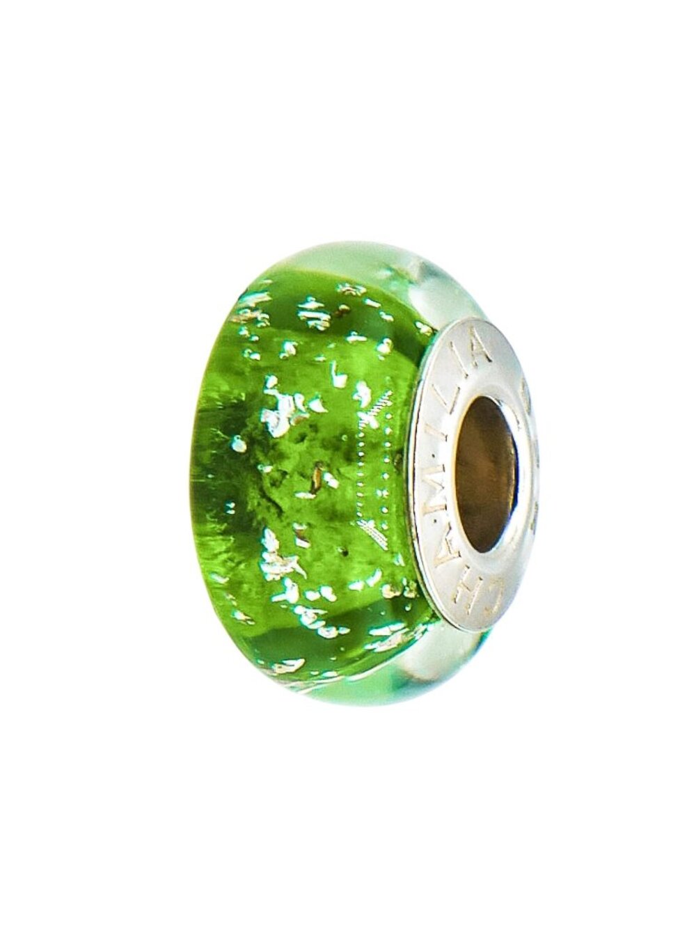 Chamilia Be Merry Green Murano Glass Charm Sterling Silver Bracelet Bead
